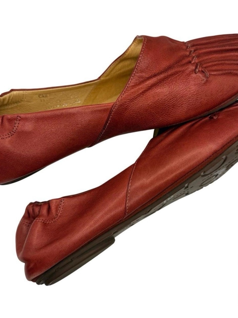 Chocolat Blu Red-Brown Leather Slip-On Flats
